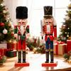 Wooden Nutcracker Decor 30cm Hand-Painted Soldier with Moving Jaw Christmas Mantel