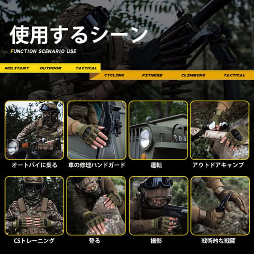 ZVCXOE Tactical Gloves, Half Finger, Airsoft Gloves, Military Fingerless Gloves, Airsoft Gear, Non-Slip, Durable, Adjustable Wrist, for Cycling, Motor