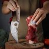 Нож мясника из нержавеющей стали Тесак для мяса Кованый нож для обвалки Цветная деревянная ручка Нож для нарезки Кольцо Штопор