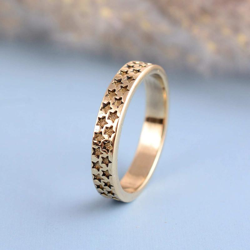 Star Gold Band Ring for Women Handmade Tarnish Free Brass Band  Ring