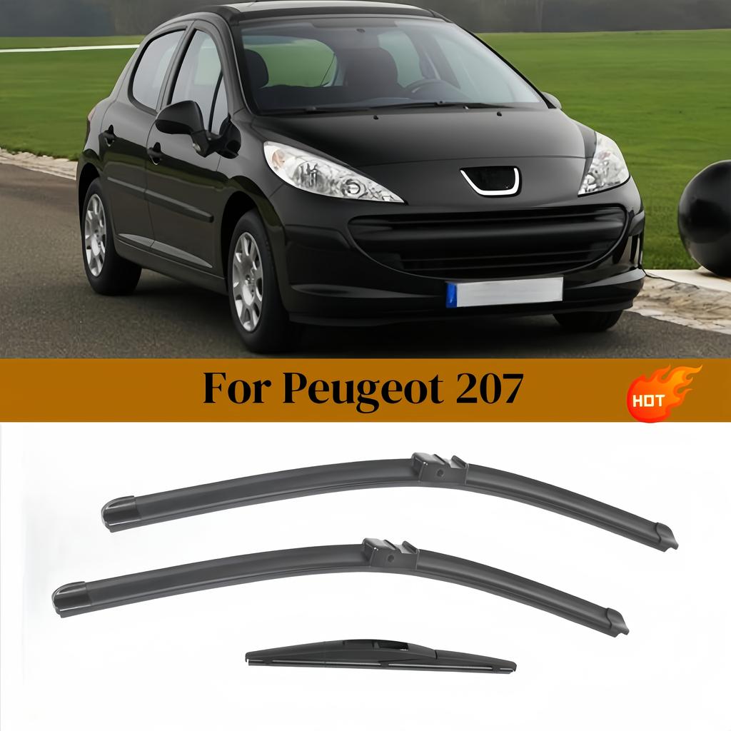 Комплект передних и задних стеклоочистителей, подходящий для Peugeot 207 Hatchback с 2006 по 2014 год, включая размеры лобового стекла 66,04 см, 43,18 см и 40,64 см