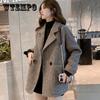 Plaid Coat Women Wool Blazer Autumn Winter Coat Women Thicken Medium Long Wool Small Coat