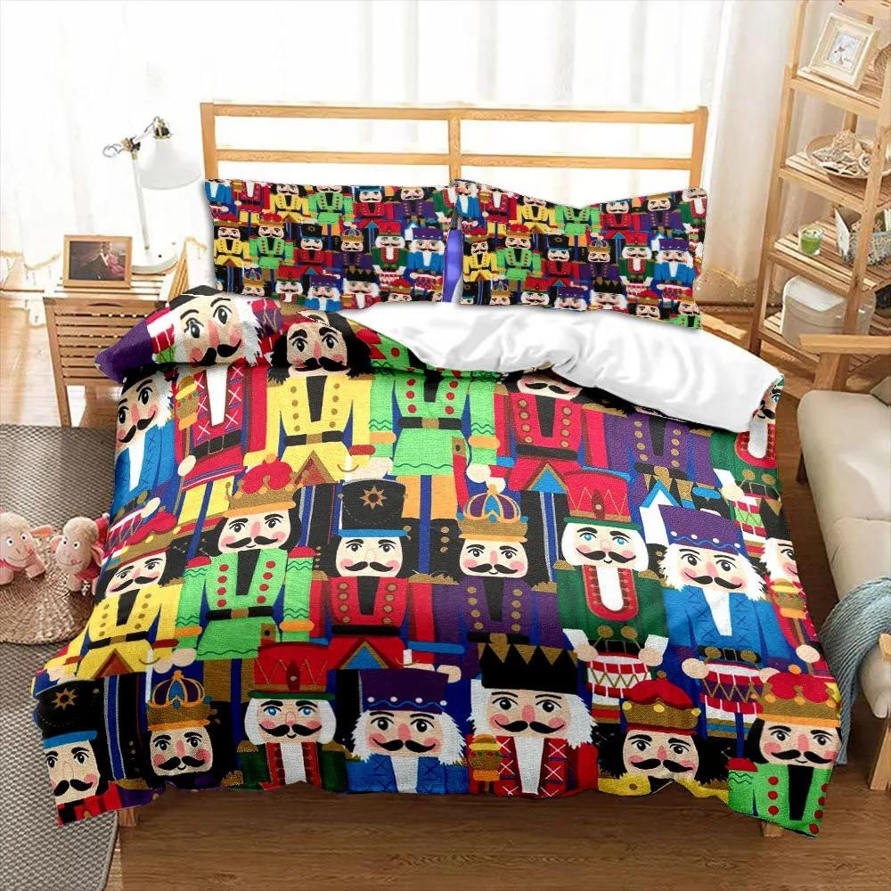 Мультяшный пододеяльник «Щелкунчик» Подарок на Рождество Украшение для спальни мальчика Женский мужской Мультяшный Королевский гвардеец Королева Кинг-сайз