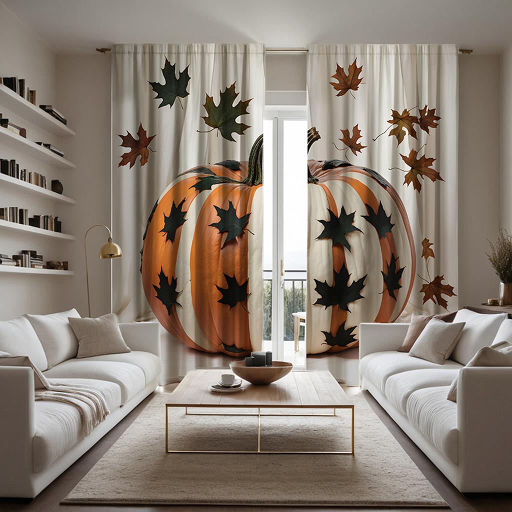 2 шт. HD Кленовый лист в виде тыквы на День благодарения декоративная занавеска Белая занавеска с цифровой печатью в стиле домашнего декора Украшенная гостиная