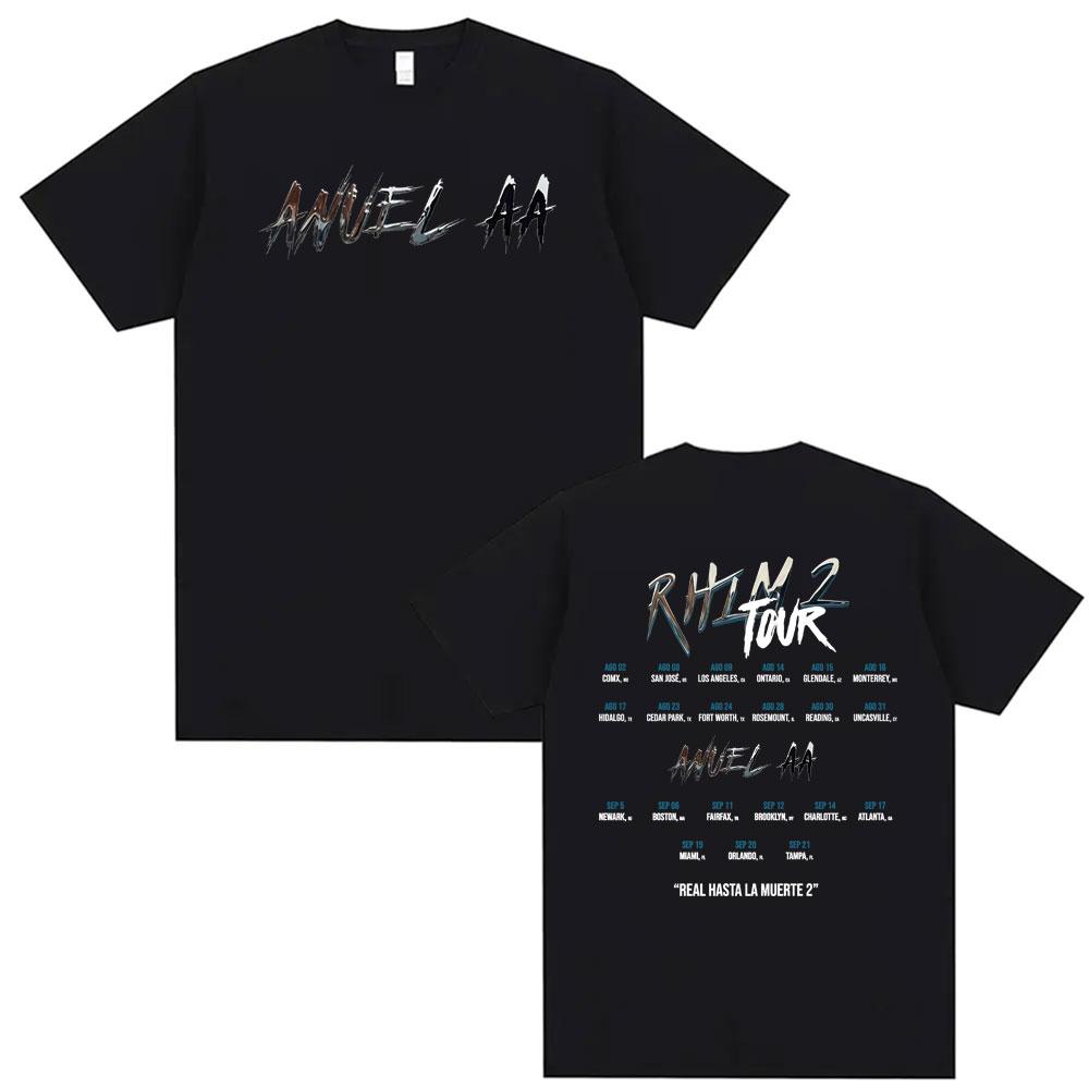 Anuel AA Rhlm 2 Real Hasta La Muerte Album Print T-shirt for Men and Women Harajuku 90s Summer Print 100% Pure Cotton T-shirt