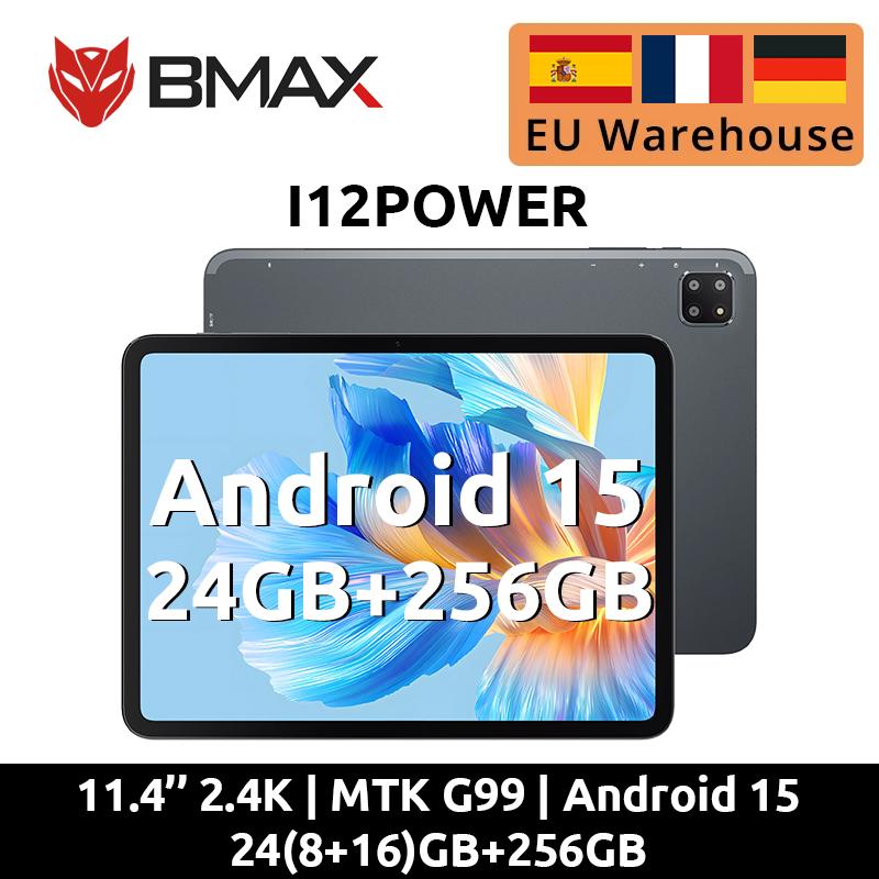 BMAX Планшет I12 Power Android 15 11,4" 90 Гц 2,4K IPS MediaTek Helio G99 ARM Mali-G57 MC2 8 ГБ + 16 ГБ расширения 256 ГБ 4G LTE
