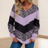 Women's Fashion Casual Long Sleeve Printed V- Neck Sweater Top