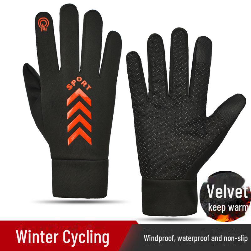 "Водонепроницаемые Нескользящие Зимние Перчатки с Сенсорным Экраном для Мужчин и Женщин - Ветрозащитные для Велоспорта и Вождения с Бархатной Подкладкой"