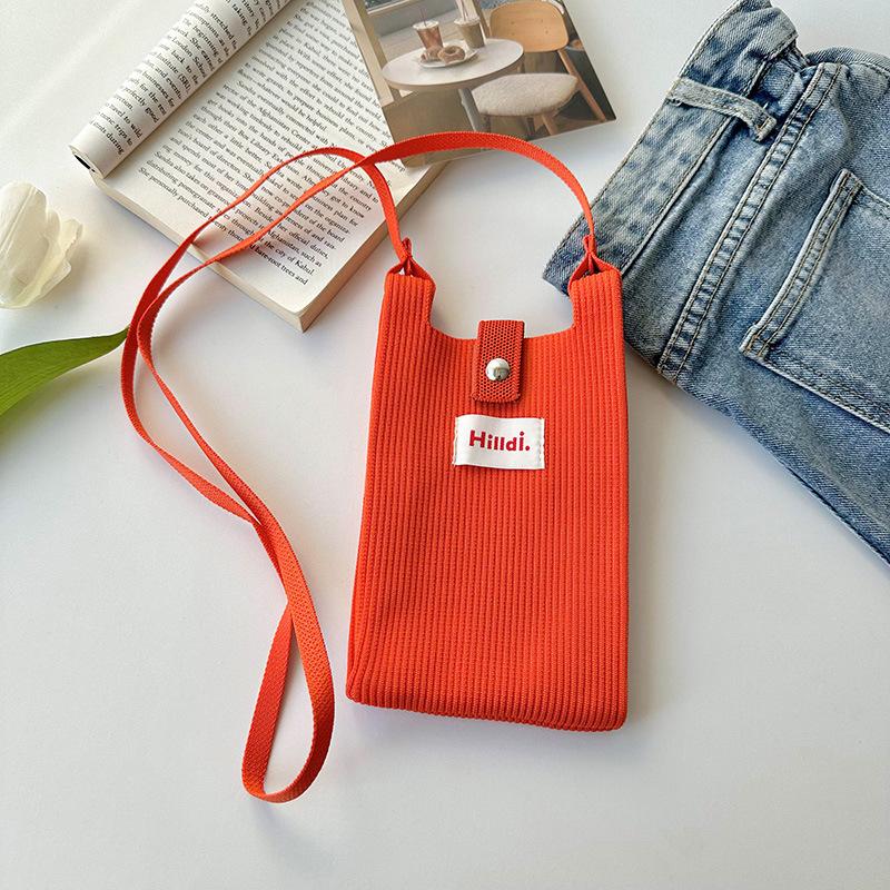 Однотонная вязаная сумка Мини-сумка через плечо Сумка для телефона через плечо Ins Dopamine Маленькая сумка