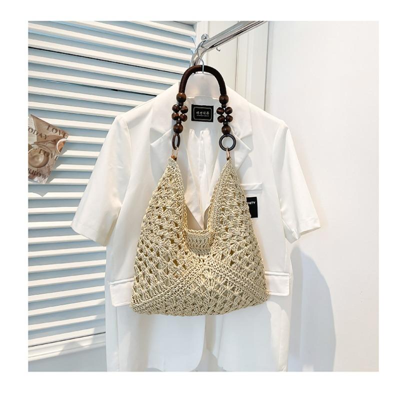 Плетеная сумка большой вместимости Летний приморский отпуск Милая сумка-тоут на одно плечо для поездок на работу