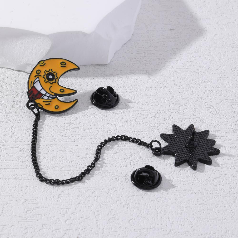 Набор эмалированных значков Soul Eater Манга Аниме Косплей Злое Солнце и Луна С Черными Цепочками Броши Значки На Лацкан Для Рюкзака
