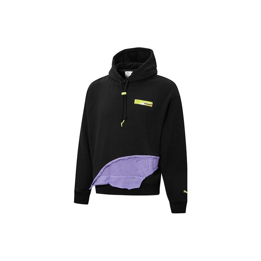 Puma Совместная толстовка с капюшоном и лоскутным дизайном X Roaringwild, черные мужские топы 532593-01