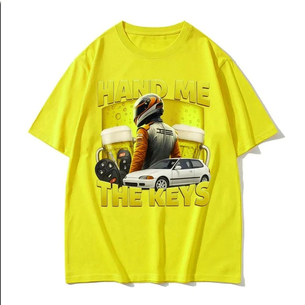 2026 Summer Funny Hand Me The Keys Alcohol Beer T Shirt Drinking And Driving Meme Tshirts Women Hip Hop Fashion Clothing Y2k