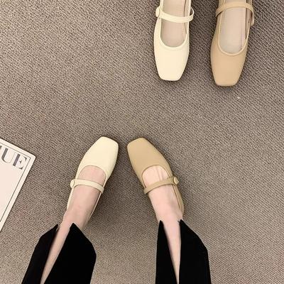 Летние туфли Мэри Джейн женские 2025 новые толстый каблук мягкая подошва удобные квадратный носок туфли бабушки французский темперамент маленькие одинарные туфли