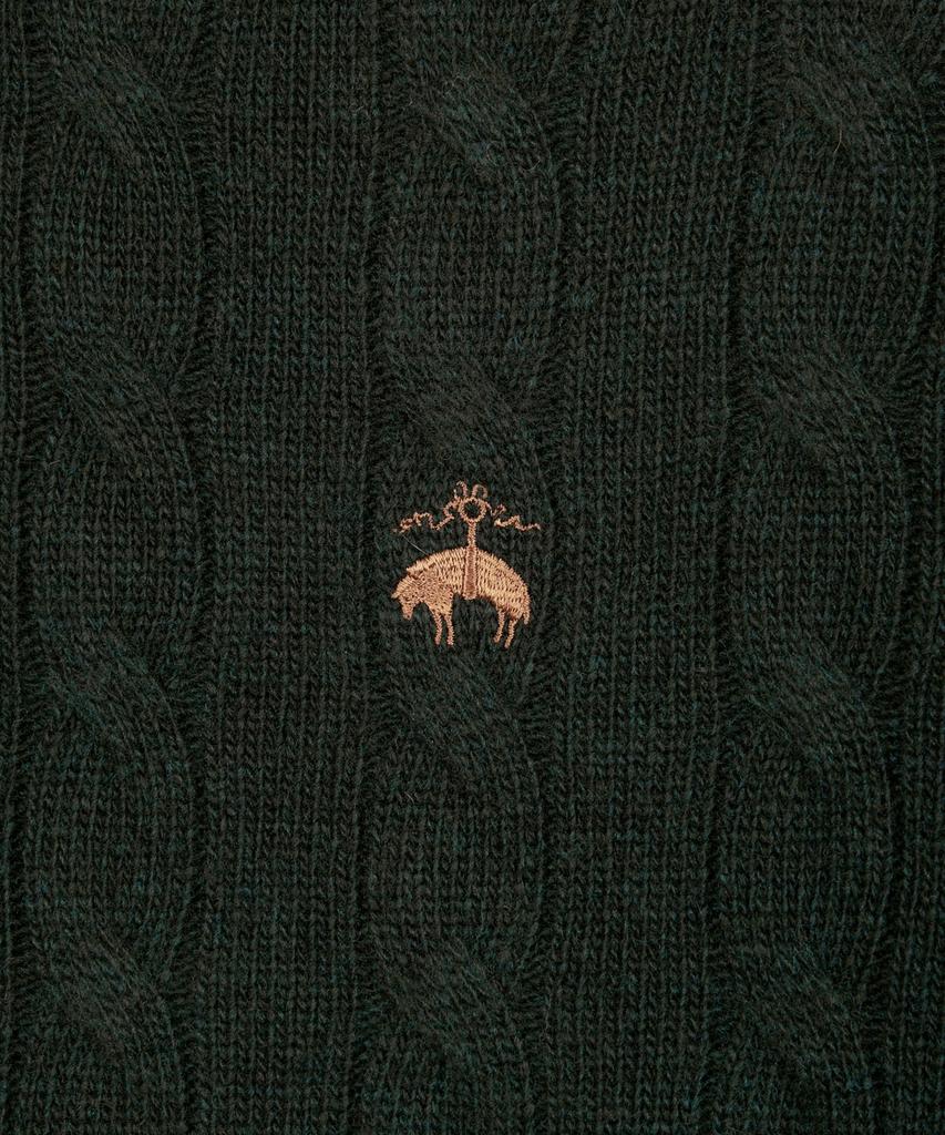 Шерстяной свитер с косами BROOKS BROTHERS (Темно-зеленый) (Bbwrmbf401)