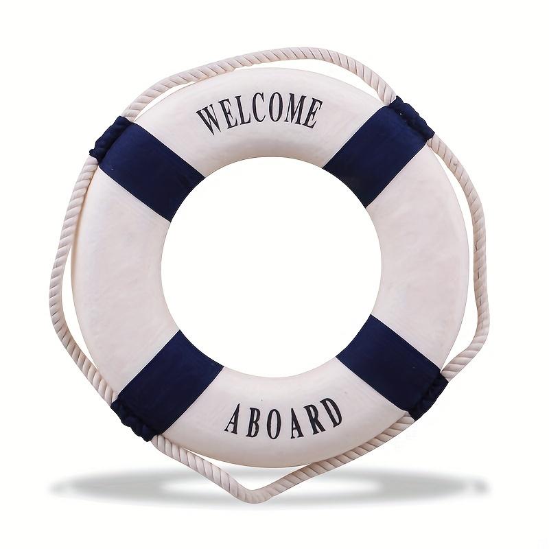 Classic Red & Blue Life Buoy Desk Decor, Nautical Ornament - Perfect for Home Office, Shelf, or Maritime Theme Room Styling