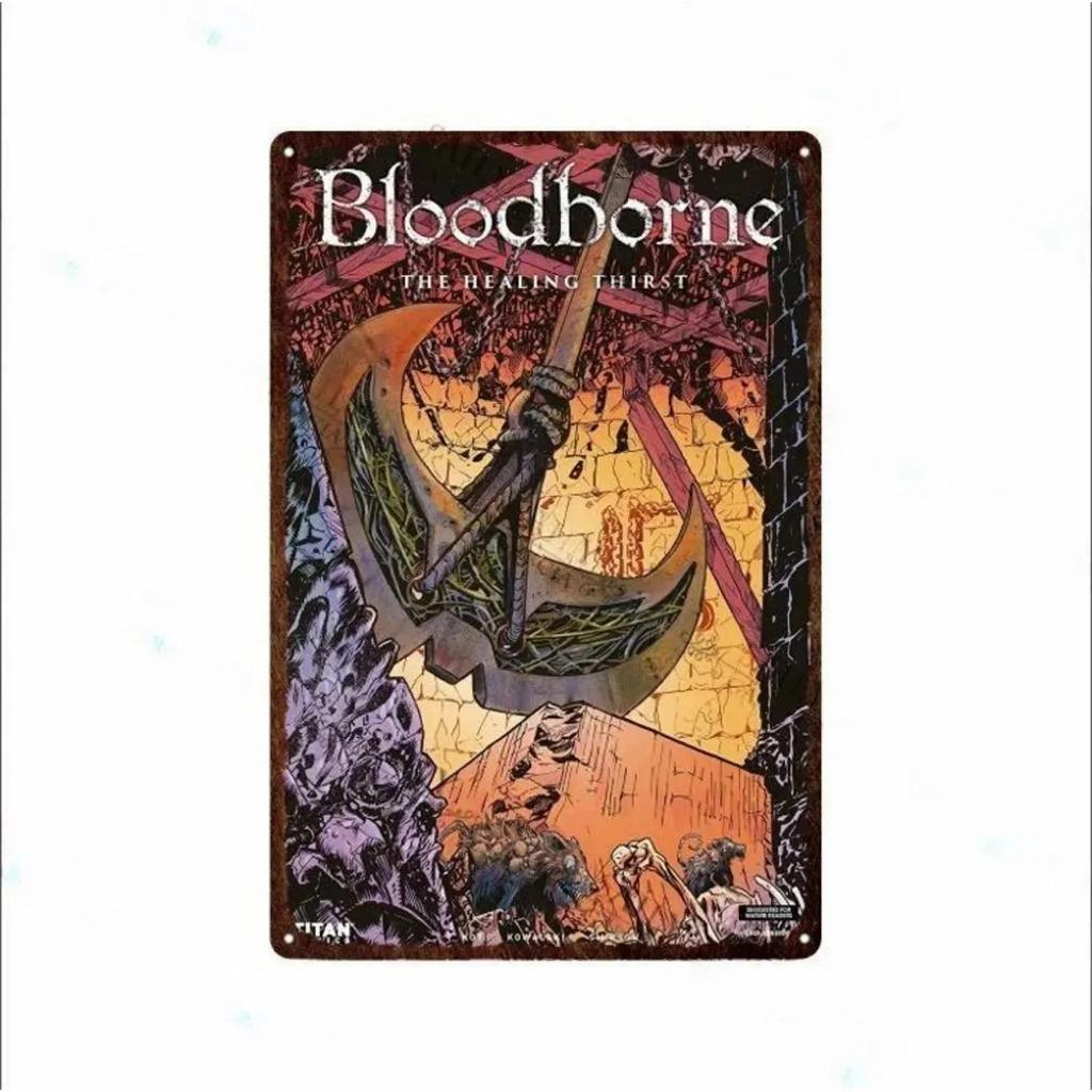 Металлическая табличка Жестяные знаки Bloodborne Настенное украшение Винтажные художественные постеры Жестяная картина для мужской пещеры Дома Кафе Игровой комнаты Клуба Бара