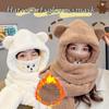Warm Bear Ear Beanies Cap Solid Color Ski Hat Sweet Scarf Gloves Set  Women