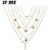 7Pcs Fashion Pearl Butterfly Gold Necklaces Star Moon Chain Heart Pendant Necklace Jewelry Accessories