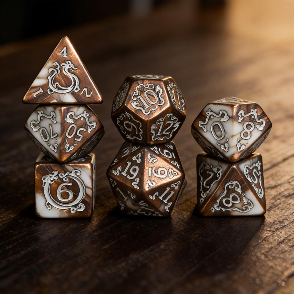 Кости DND 7 шт./комплект С узором Дракона Многогранные кости Для ролевых игр D&D TRPG Настольных игр В качестве подарка Развлекательные аксессуары