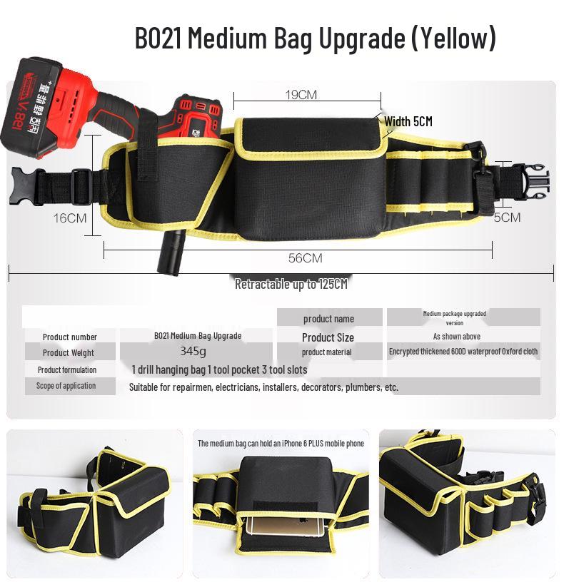 Утолщенная холщовая поясная сумка для мультиинструмента с большими и маленькими карманами для электриков