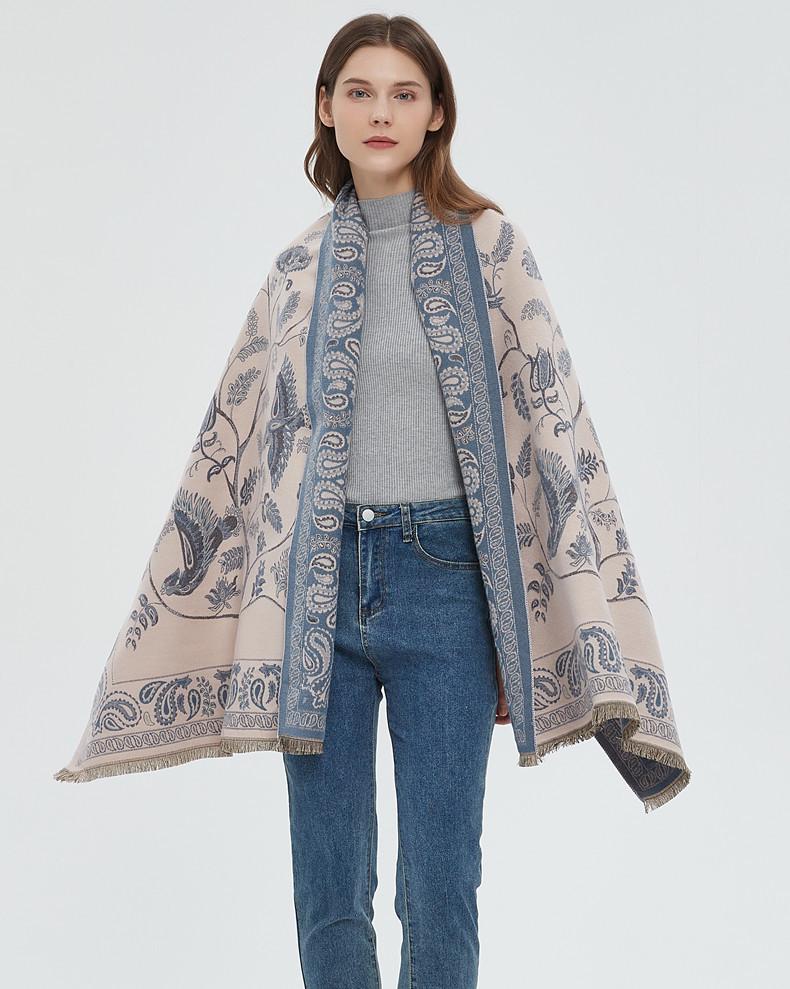 Элегантный шарф с цветочным узором из искусственного кашемира на осень/зиму 2025: Женская теплая и стильная манишка