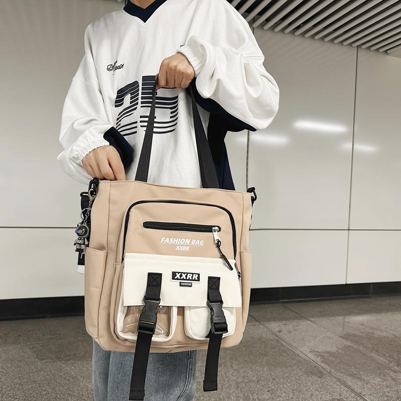 Women's Handbag Color Block Men's Messenger Bag Large Capacity Student Class Shoulder Bag