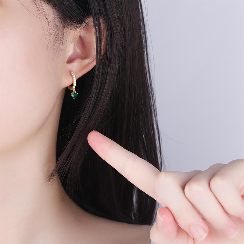 Модные красочные цирконовые серебряные серьги в форме любви S925 для женщин, креативные серьги из стерлингового серебра с блестящим цирконом, свадебные украшения, украшения для вечеринок