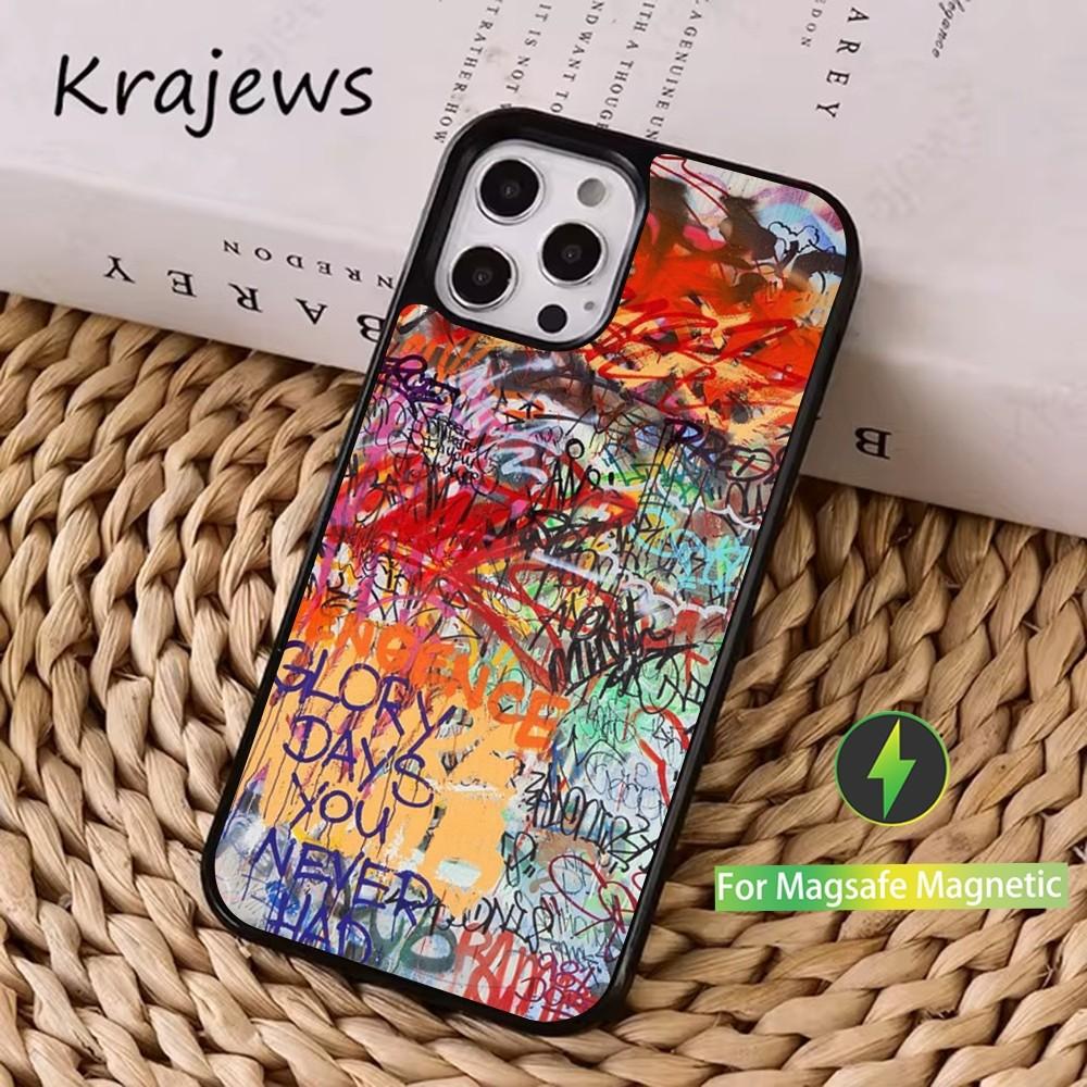 Крутая вещь Чехол для телефона с граффити-артом Для iPhone 16,15,14,13,12,11,Pro,Max,Plus,Mini, Magsafe,Магнитный чехол для беспроводной зарядки