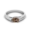 Женское помолвочное кольцо из стерлингового серебра 925 пробы с раздвоенным ободком и грушевидным дымчатым кварцем 7x5 мм