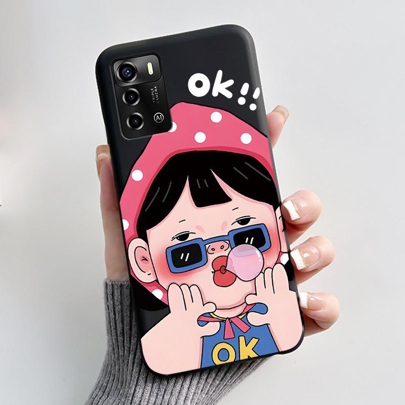 Casing For ZTE Blade A72 4G V40 Vita Phone Case Shell Aesthetic Cute Cat Astronaut Fashion Matte Black Protective Soft TPU Cover