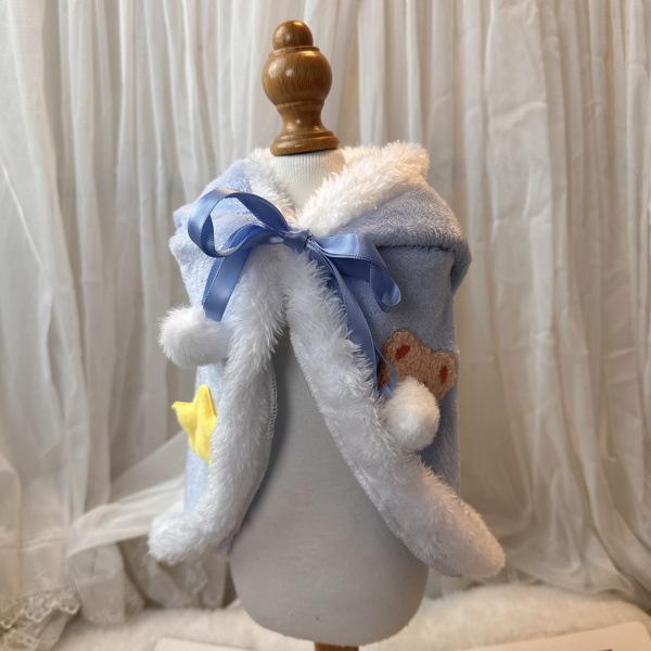 Праздничная шляпа для питомца, плюшевая накидка, одеяло, головной убор, одежда для собак и кошек, симпатичное пальто со звездами и медведем, дизайнерская одежда для маленьких собак