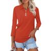 Women's Fashion Casual Lapel 3/4 Sleeve Shirt Women's Button Up Tops