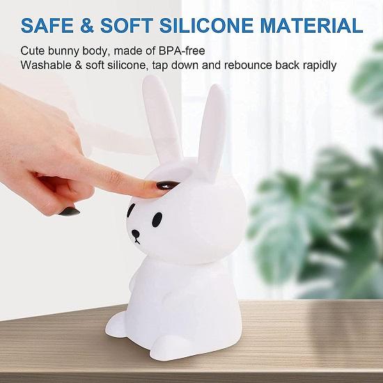 Silicone Cute Bunny Night Light for Kids- Bunny LED Lamp Rabbit Light Animal Nightlight with 7 Changing Colors