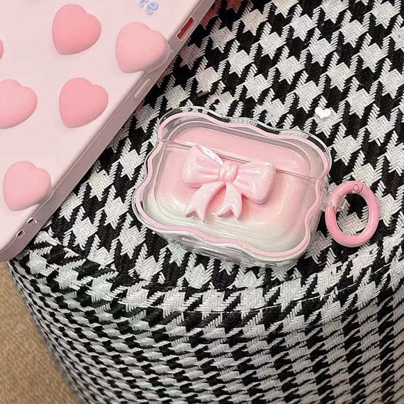 3D Чехол для беспроводных наушников в виде бантика, Милый чехол для наушников