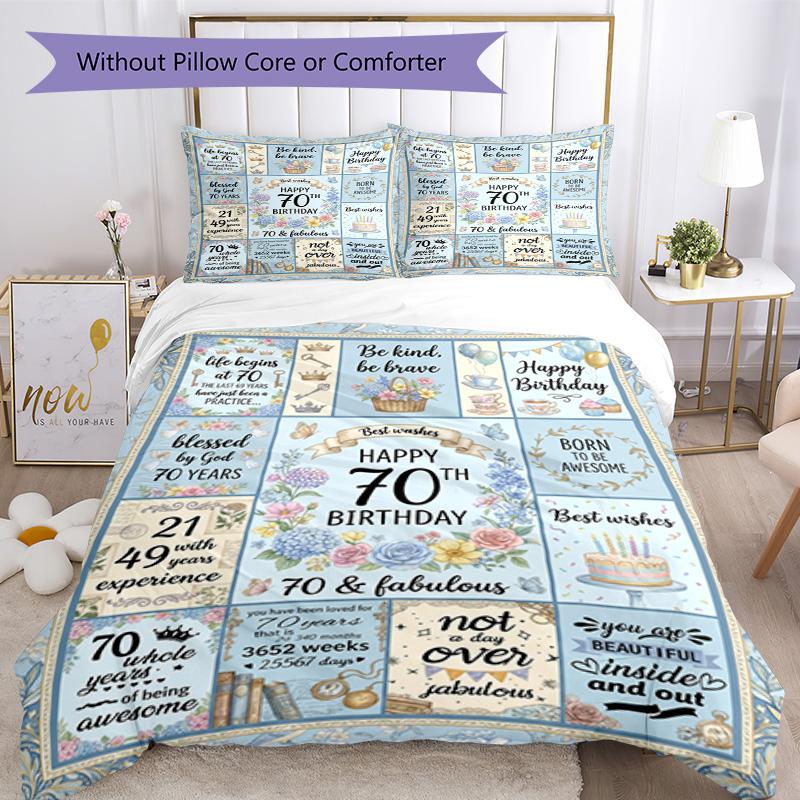 Vintage Celebration 3‑Piece Bedding Set,Soft Breathable Duvet Cover & 21 Pillowcases,Multi‑Purpose for Bedroom Dorm Guest Room,Great Festival Birthday