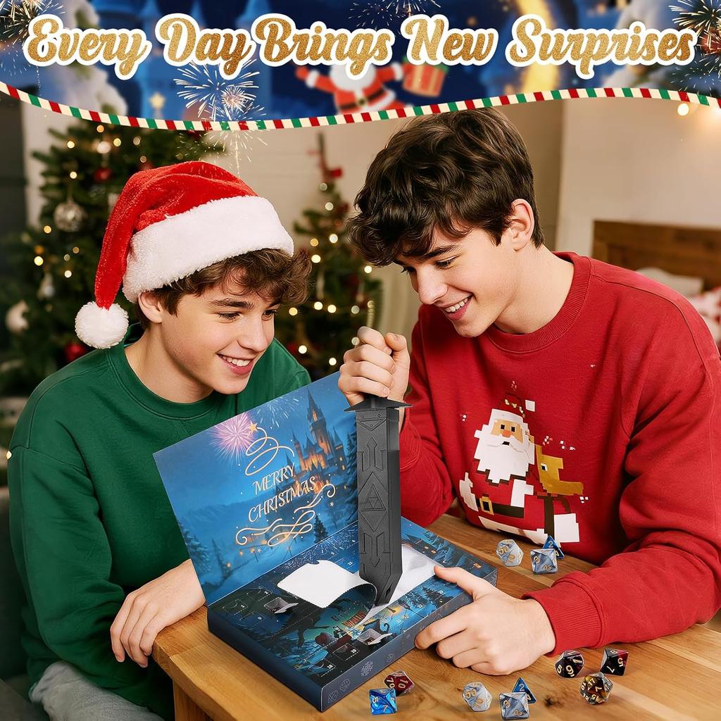 Рождественский Адвент-календарь 2025 Таинственный набор кубиков DND Адвент-календарь на 24 дня для ролевой настольной игры Dungeons and Dragons RPG MTG