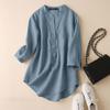 Женская повседневная свободная летняя блузка с круглым вырезом и рукавами 3/4