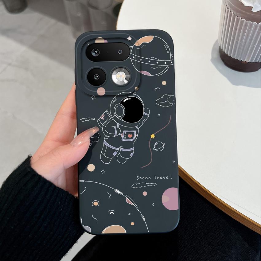 Для Oppo Realme 16 15 14 Pro Plus OPPO Reno 15 Pro A6X A83 A79 A78 A96 A95 A94 A93 A92 A91 Чехол для телефона Милый Астронавт Мягкий Жидкий Силикон Задняя Крышка