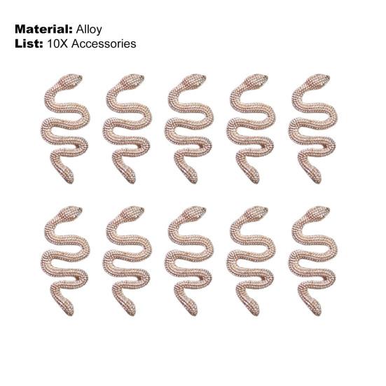 Yousheng 10Pcs/Set Nail Ornament DIY Jewelry Glitter Minimalist Snake Artistic Novelty Nail Jewelry for Women