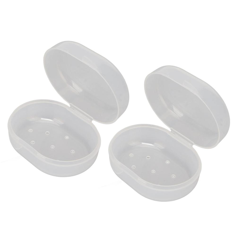 2pcs Swimming Earplug Storage Box Buckle Closure Breathable Holes Earplugs Carry Case Transparent