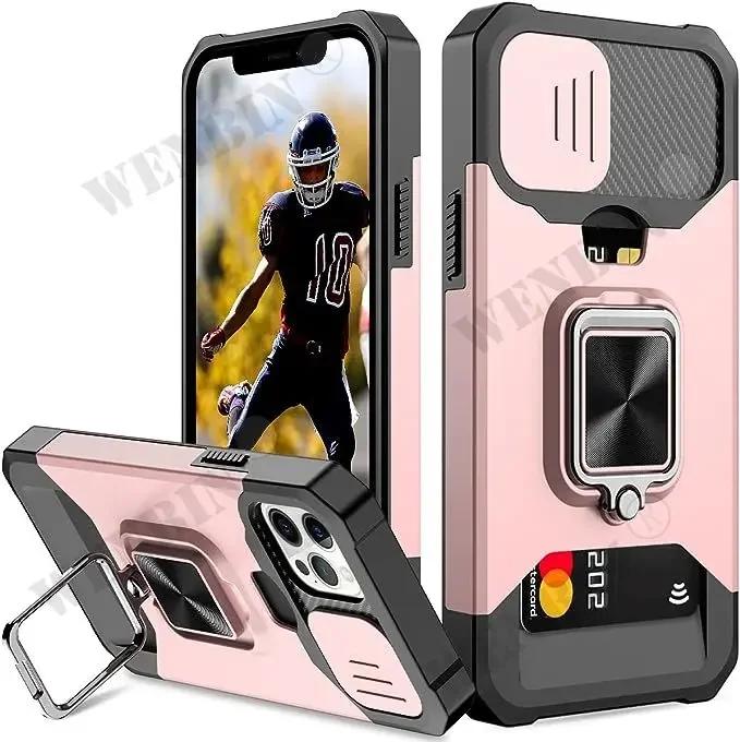 Чехол Для Для Iphone 16 1 14 13 12 11 Pro Max Plus 8 7 Plus XR X SE Слотом Для Карты Военный Кошелек Слайдер Камера Защитный Чехол