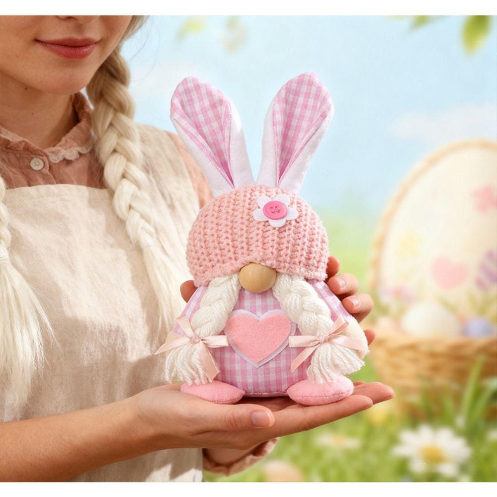 Easter Decor Faceless Couple Doll Plush Material Bunny Dwarf Ornament  Home Decoration