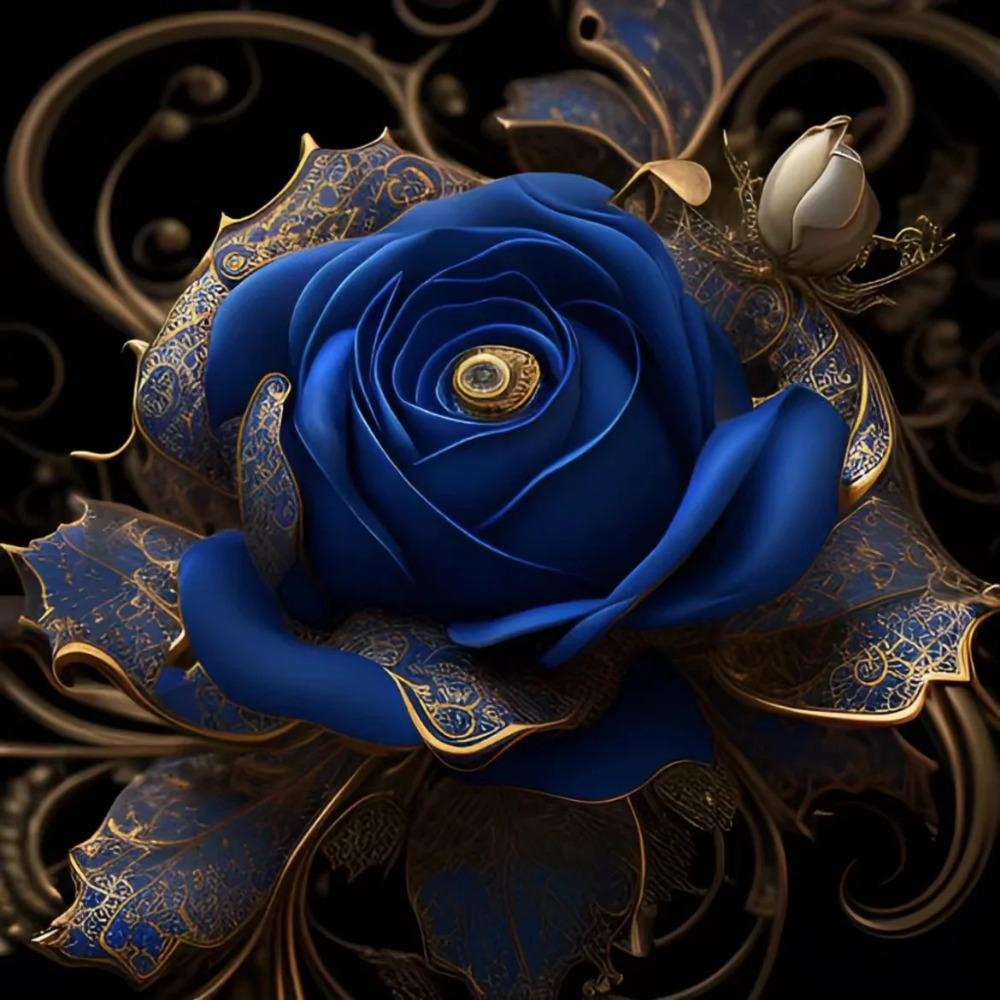 Алмазная картина, полная дрель, милое животное, круглая алмазная живопись, ручная работа, голубая роза, сделай сам, алмазная мозаика, картина, украшение дома