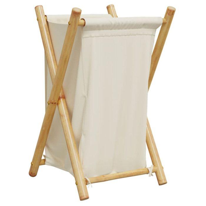 Laundry Basket - vidaXL - Bamboo - Cream White - Contemporary Design - Foldable