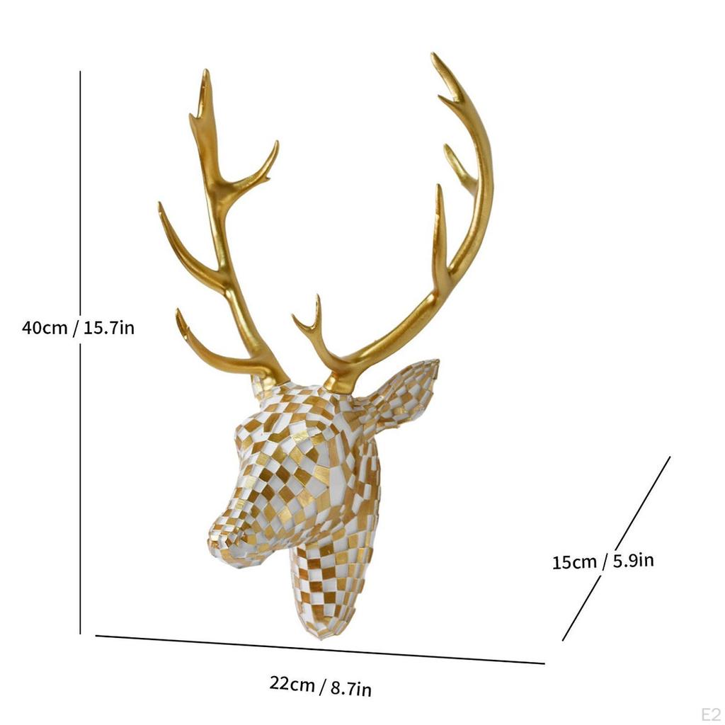 Deer Head Wall Mount Decor Centerpiece Artwork Resin Home Decoration Hanging Ornament Sculpture