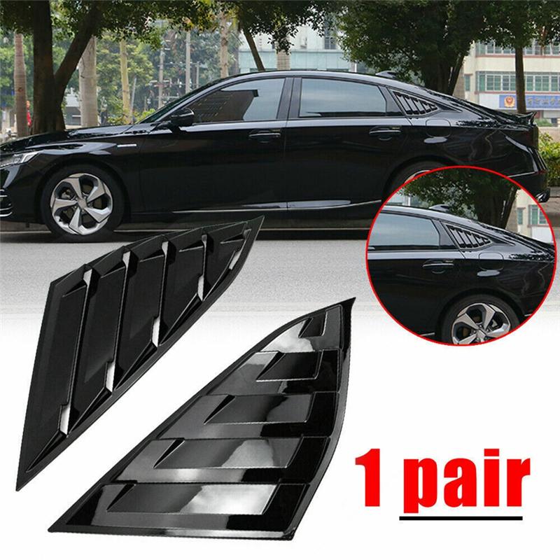 Car Rear Window Louver Cover Rear Side Vent Quarter Window Louver Shutter Cover For 2018- Honda Accord Glossy Black