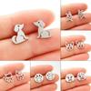 Stainless Steel Zodiac Dog Paw Print Geometric Ear Studs for Women