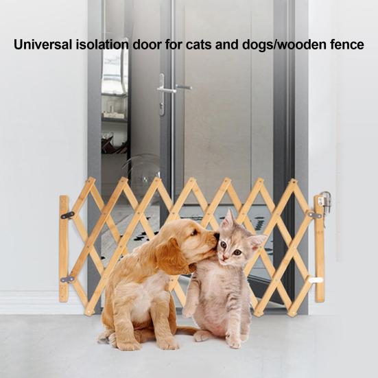 Wooden Dog Gate Pet Safety Fence Door Indoor Outdoor Pet Barrier Adjustable Dog Door Enclosure for Small Animals Puppies