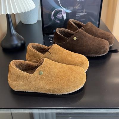 Женские зимние теплые ботинки на мягкой подошве большого размера, с мехом, нескользящие, для снега, пушистая подкладка, ботильоны, уличная спортивная обувь, два варианта носки, лоферы